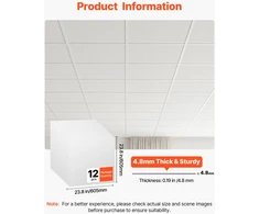 Pakabinamų lubų PVC plokštės. 60.5x60.5 cm. 12 vnt.. baltos