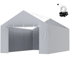 Pakeičiamas šoninės sienelės tentas garažo/automobilio stogeliui. 12' x 20' (3.66 x 6.1 m). nepramirkstantis. UV atsparus