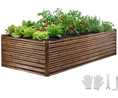 Pakelta lauko sodo lysvė. 2400x1200x620 mm. atspari korozijai. medžio spalvos