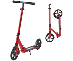 Paspiriamasis paspirtukas su pedaliniu stabdžiu. reguliuojamas vairas. iki 99.7kg. raudonas su juodu