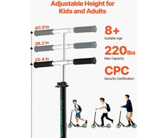Paspirtukas suaugusiems ir paaugliams. apkrova iki 99.7kg. sulankstomas. žalias/juodas