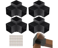 Pergolos laikiklių rinkinys 15x15 cm. medinių stulpų atrama. 4 trikrypčiai kampiniai laikikliai sijoms