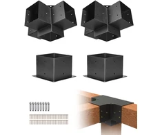Pergolos laikiklių rinkinys. apie 152 x 152 mm. tinka 14x14 cm stulpams. 4 vnt. 4 krypčių laikikliai. medinių stulpų pagrindas