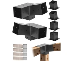 Pergolos tvirtinimo detalių rinkinys. 2 vnt. pasvirusių 3 krypčių laikiklių. apie 101 x 101 mm. tinka 92 x 92 mm sijoms