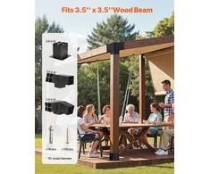 Pergolos tvirtinimo detalių rinkinys iš anglinio plieno, 8 vnt. pasvirusių 3 krypčių laikiklių 92 x 92 mm