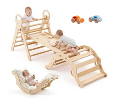 Piklerio trikampis 9 in 1. medinis. vaikams. apkrova 68 kg. Montessori žaidimų rinkinys