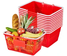 Plastikinių pirkinių krepšių rinkinys. 21 l. 12 vnt.. raudoni