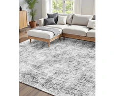 Plaunamas boho stiliaus kilimas svetainei. 1829 x 2743 mm. pilkas