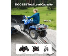 Plieninės rampos. 2 vnt.. keliamoji galia 453.6kg. tinka ATV. UTV. motociklams