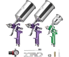Pneumatinis dažymo purkštuvas, 3 vnt., antgaliai 1,0/1,4/1,8 mm, automobiliams, baldams