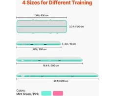 Pripučiamas gimnastikos kilimas 4 m. storis 10 cm. su elektriniu siurbliu. iki 200 kg. žalsvai mėtinės spalvos