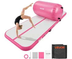 Pripučiamas gimnastikos kilimėlis su oro cilindru. rožinis. su pompa. 3 m. 60x100 cm