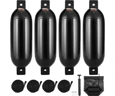 Pripučiami valties bamperiai. 4 vnt.. PVC. 21.6x66 cm. su pompa ir virvėmis