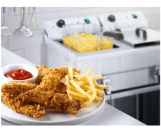 Profesionalaus naudojimo gruzdintuvė Dviejų kamerų gastronominė gruzdintuvė 230V 2x16L nerūdijantis plienas