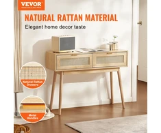 Ratano konsolinis stalas su stalčiumi. 1000x300x745 mm. natūralios spalvos