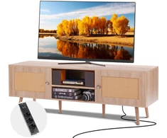 TV staliukas Ratano TV spintelė. vidurio amžiaus stiliaus. iki 1651 mm TV. su elektros lizdu ir USB jungtimis. ąžuolo spalvos