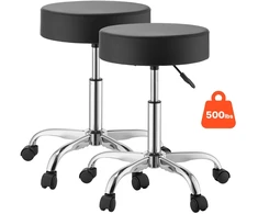 Ratukų kėdučių komplektas. 2 vnt.. reguliuojamas aukštis. PU oda. 360° pasukimas. juoda