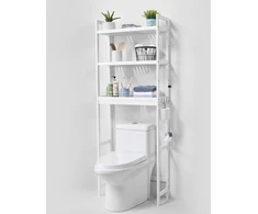 Reguliuojama lentyna virš WC. 3 lentynėlės. 3 kabliukai. balta