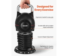 Reguliuojamas svarstis (kettlebell). 7 svorio lygiai iki 20 kg. juodas