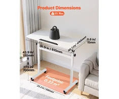 Reguliuojamo aukščio stalas sėdėti/stovėti su 360° pakreipiamu paviršiumi 810 x 410 mm. apkrova iki 25 kg. baltas