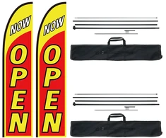 Reklaminė vėliava „Open" su stovu. 2 vėliavos. 2 stiebai. 440 cm