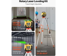 Rotacinio lazerinio nivelyro komplektas su trikoju žalias 360°