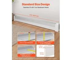 Šildymo plinto (baseboard) dangtelio profilis. ilgis 1831 mm. plienas. baltos spalvos