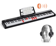 Skaitmeninė klaviatūra. 88 pusiau svertiniai klavišai. standartinio dydžio. 1000 garsų. Bluetooth