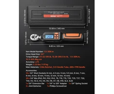 Skaitmeninių dinamometrinių raktų rinkinys 1/4". 42 vnt.. LCD ekranas. su galvutėmis