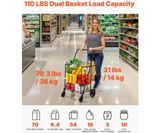 Skalbinių vežimėlis su ratukais ir krepšiu. apkrova iki 50 kg