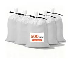 Sodo maišai. 500 vnt. pakuotė. 40 x 66 cm. su raišteliais. keliamoji galia 22.6kg. pintas polipropilenas