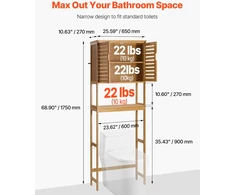 Spintelė virš WC 650x270x1750 mm su reguliuojama lentyna. natūrali