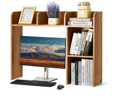 Stalo knygų lentyna. 2 lygių organizatorius. medinė. neslystančios kojelės. 945 x 241 x 734 mm. medžio spalvos