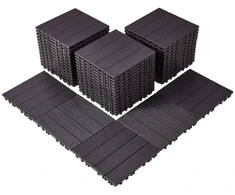 Sukabinamos terasos plytelės. 54 vnt.. 300x300x20 mm. tamsiai rudos