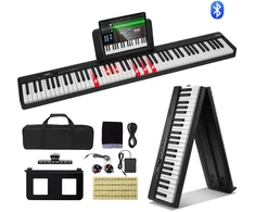 Sulankstoma 88 klavišų pianino klaviatūra. Bluetooth/MIDI. juoda