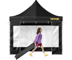 Sulankstoma pavėsinė su šoninėmis sienelėmis 3x3 m reguliuojamas aukštis su ratukų krepšiu juoda