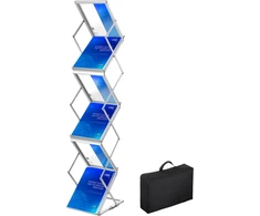 Sulankstomas brošiūrų stendas. 6 skyriai. aliuminio lydinio. 26x36x152 cm. su Oxford krepšiu