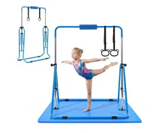 Sulankstomas gimnastikos skersinis vaikams iki 63.5kg su kilimėliu mėlynas