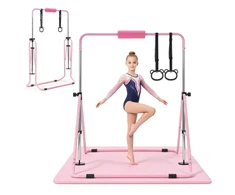 Sulankstomas gimnastikos skersinis vaikams iki 63.5kg su kilimėliu rožinis