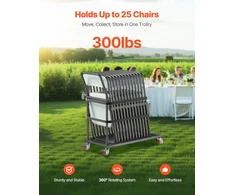 Sulankstomas kėdžių vežimėlis 25 kėdėms. apkrova 136 kg. matinis juodas