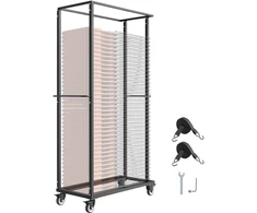 Sulankstomas kėdžių vežimėlis 60 kėdžių. apkrova 227 kg. matinis juodas