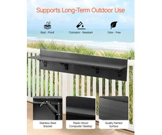 Sulankstomas metalinis pakabinamas staliukas balkono turėklams 1500 x 450 x 240 mm. lauko baro staliukas