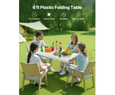 Sulankstomas plastikinis stalas. 1800x700x730 mm. baltas. šventėms ir piknikams