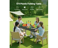 Sulankstomas plastikinis stalas. 1800x740x740 mm. baltas. šventėms ir piknikams
