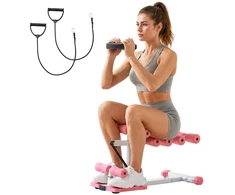 Sulankstomas pritūpimų treniruoklis sėdmenims su 3 elastinėmis juostomis. iki 136 kg. rožinis