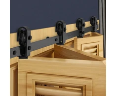 Sulankstomų slankiojančių durų bėgelių komplektas 1320 mm. 4 durims. tylus slydimas