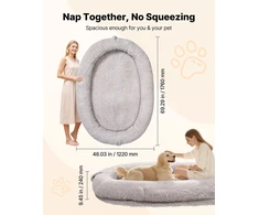 Šuns guolis žmogaus dydžio. ilgo pūko. 1760 x 1220 x 240 mm. pilkas