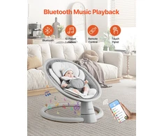 Sūpuoklė kūdikiams su 5 greičiais. nešiojama. su nuotolinio valdymo pultu. Bluetooth muzika ir 5 taškų saugos diržu