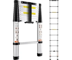 Teleskopinės aliuminio kopėčios. aukštis iki 3.2 m. svoris 8.2kg. keliamoji galia 170 kg