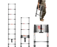 Teleskopinės kopėčios su 9 pakopomis. nerūdijančio plieno. 2540 mm. keliamoji galia 150 kg